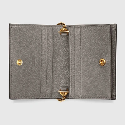 Shop Gucci Zumi Grainy Leather Card Case Wallet In Grey