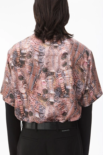 Shop Alexander Wang Printed Silk Short Sleeve Shirt In Hustler Repeat