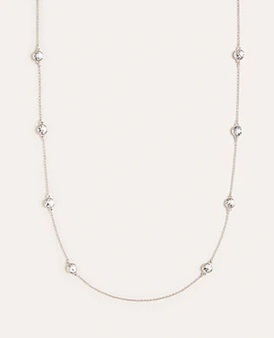 Shop Ann Taylor Crystal Station Necklace In Metallic