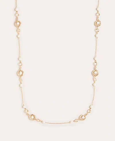 Shop Ann Taylor Pearlized Station Necklace In Gold