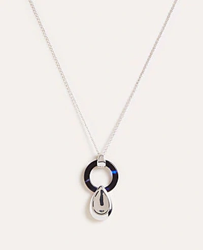 Shop Ann Taylor Tortoiseshell Print Ring Nugget Pendant Necklace In Metallic