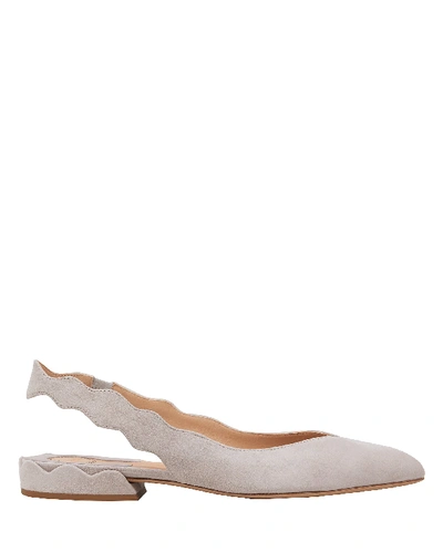 Shop Chloé Laurena Suede Slingback Ballet Flats In Grey