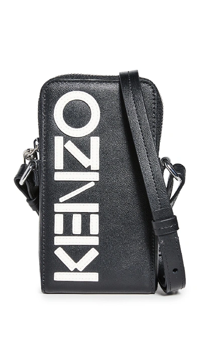 Shop Kenzo Logo Phone Holder With Strap In Black