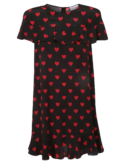 Shop Red Valentino Heart Print Dress In Black