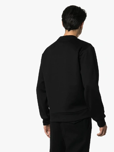 Shop Prada Crew Neck Kangaroo Pocket Sweater In 101 - Black