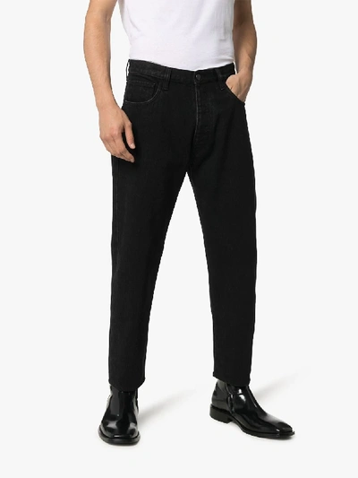 Shop Prada Mens 101 - Black Slim Logo Tag Jeans