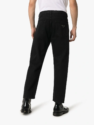 Shop Prada Mens 101 - Black Slim Logo Tag Jeans