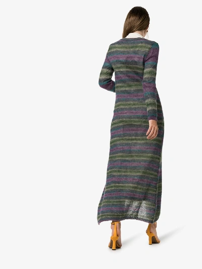 Shop Jacquemus Striped V-neck Knitted Cardigan In Purple