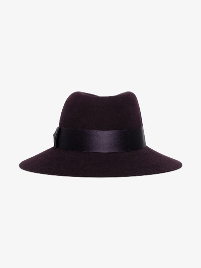 Shop Maison Michel Purple Virginie Bow Detail Hat