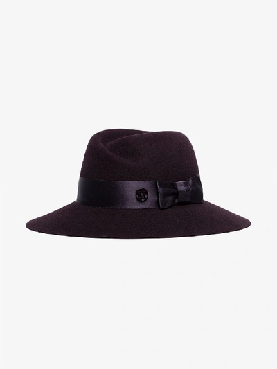 Shop Maison Michel Purple Virginie Bow Detail Hat