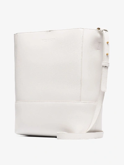 Shop Bottega Veneta White Cabas Leather Tote Bag