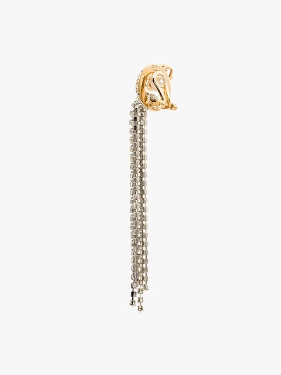 Shop Miu Miu Gold Metallic Crystal Chain Drop Earrings