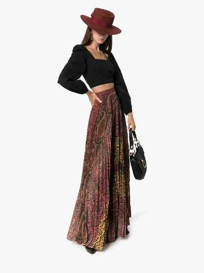 Shop Etro Paisley Print Pleated Maxi Skirt In 150 Multicoloured