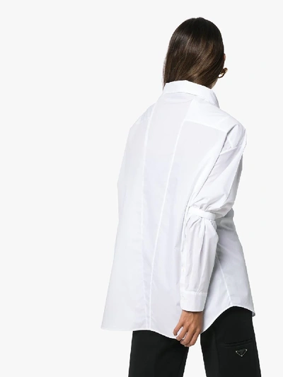 Shop Prada Button-down Sleeve Cuff Cotton Shirt In White