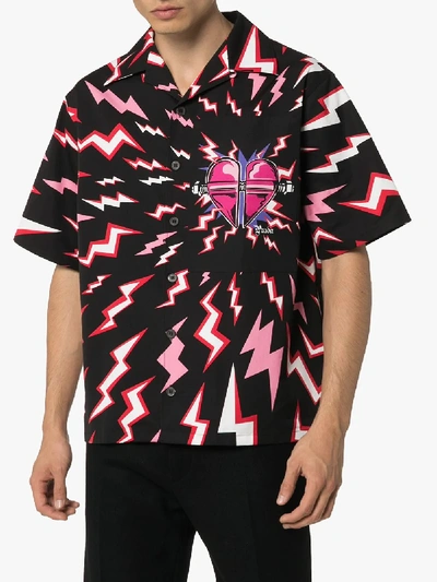 Shop Prada Short-sleeved Lightning Bolt Shirt In Black