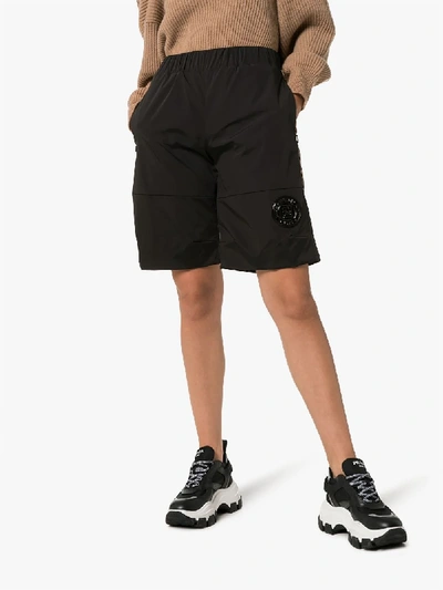 Shop Fendi Logo Stripe Shorts In Black