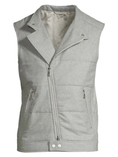 Shop Eleventy Quilted Wool, Silk & Cashmere Waistcoat In Light Grey
