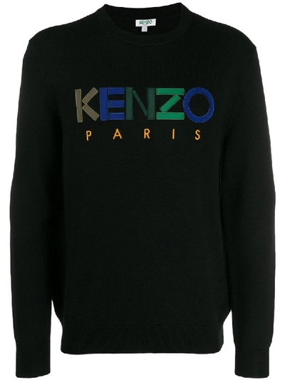 Shop Kenzo Logo Embroidered Sweatshirt - Black