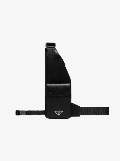 Shop Prada Black Saffiano Leather Cross Body Bag