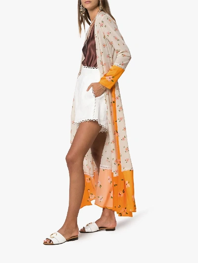 Shop We Are Leone Ditsy Floral Print Maxi Cardigan In 108 - Multicoloured