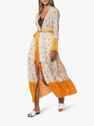 Shop We Are Leone Ditsy Floral Print Maxi Cardigan In 108 - Multicoloured