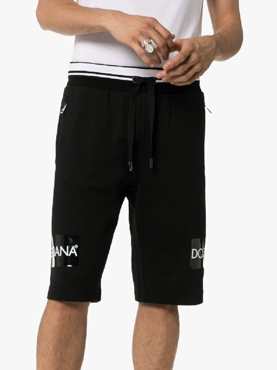 Shop Dolce & Gabbana Logo Cotton Bermuda Shorts In Black