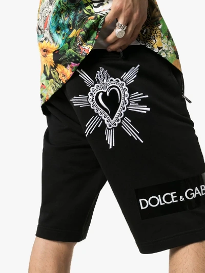 Shop Dolce & Gabbana Logo Cotton Bermuda Shorts In Black