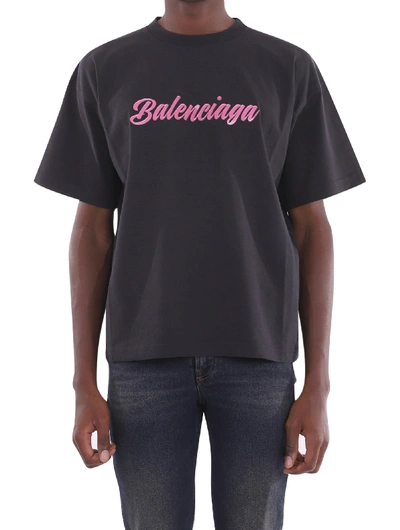 Shop Balenciaga Black T-shirt In Nero/rosa