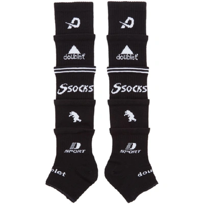 Shop Doublet Black 5 Layered Socks Gloves