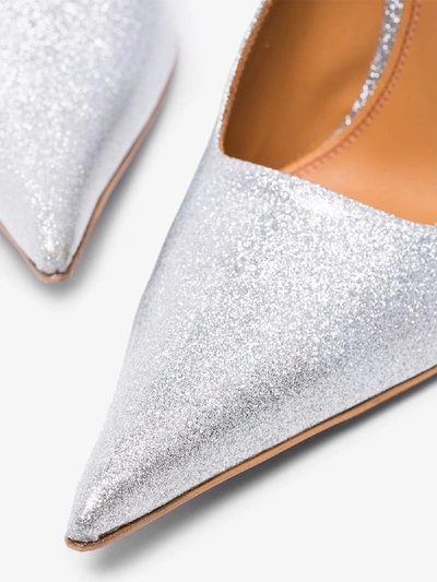 Shop Area Silver 90 Glitter Mary Jane Leather Pumps In 107 - Metallic