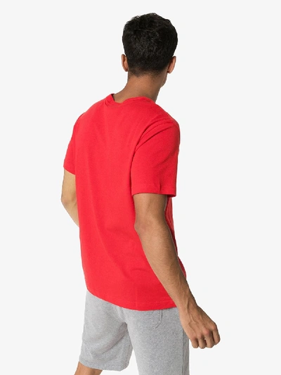 Shop Champion Logo Embroidered Cotton T-shirt In Red