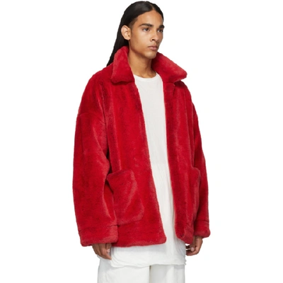 Doublet Clown Faux-fur Jacket In Red | ModeSens