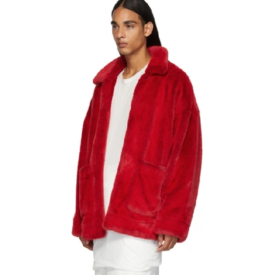 Clown Faux-fur Jacket In Red