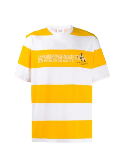 Shop Calvin Klein Jeans Est.1978 1978 Striped Logo T-shirt In Yellow