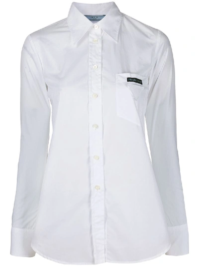 PRADA CHEST LOGO SLIM SHIRT - 白色