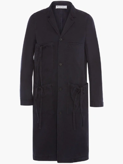 Shop Jw Anderson 3/4 Length Jacket With Drawstring Details In Blue
