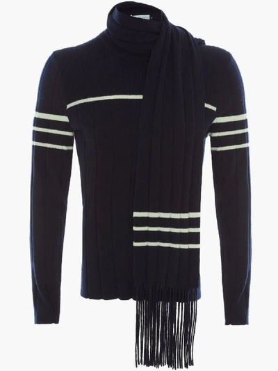 Shop Jw Anderson Jumper With Scarf Detail In Blue
