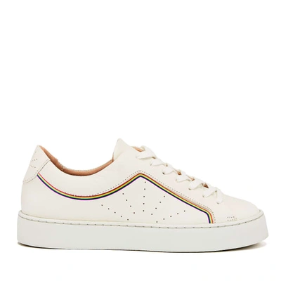Shop Nine To Five Laced Trainer Boi Rainbow Line In White