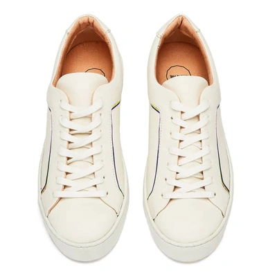 Shop Nine To Five Laced Trainer Boi Rainbow Line In White