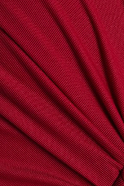 Shop Melissa Odabash Tampa Cutout Appliquéd Textured Halterneck Swimsuit In Crimson