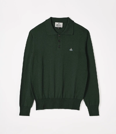 Shop Vivienne Westwood Long Sleeve Polo Knit In Green