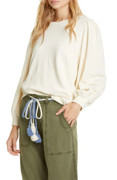 Shop The Great The Pleat Sleeve Sweatshirt In Washed White
