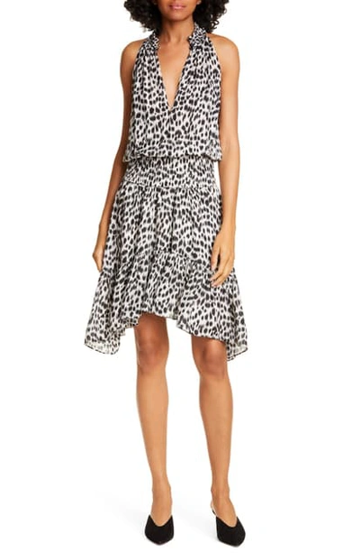 Shop A.l.c Cody Cheetah Print Silk Dress In Cream/ Black