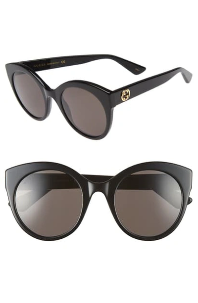 Shop Gucci 52mm Cat Eye Sunglasses In Black/ Grey
