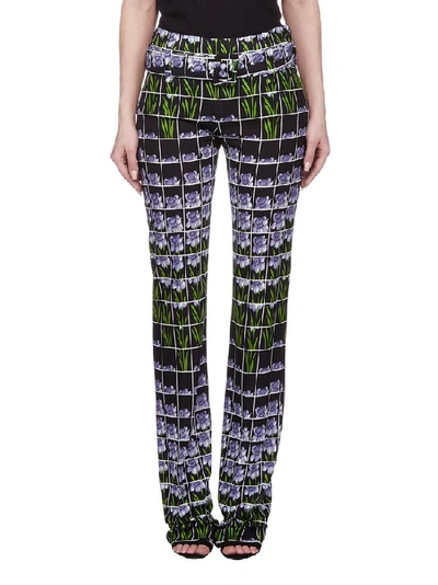 Shop Prada Floral Print Belted Trousers In Multi