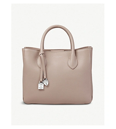 Shop Aspinal Of London London Small Leather Tote Bag In Soft Taupe