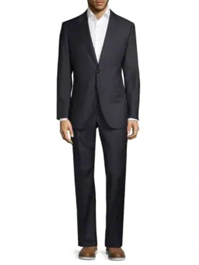 Shop Armani Collezioni Classic-fit Wool Suit In Blue