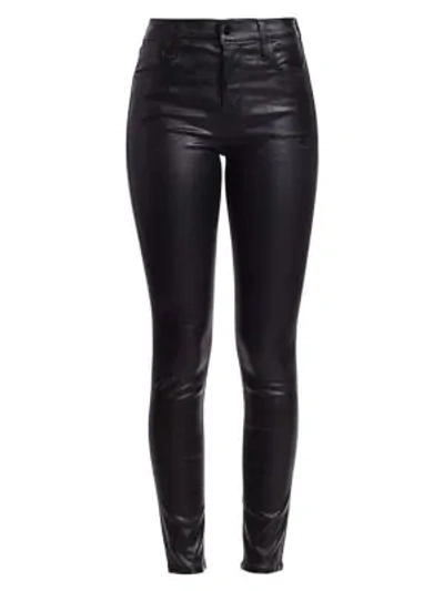 Shop J Brand Maria High-rise Skinny Jeans In Galactic Black