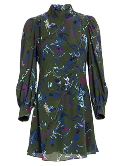 Shop Tanya Taylor Women's Clarisse Floral Silk Dress In Army Green Decorative