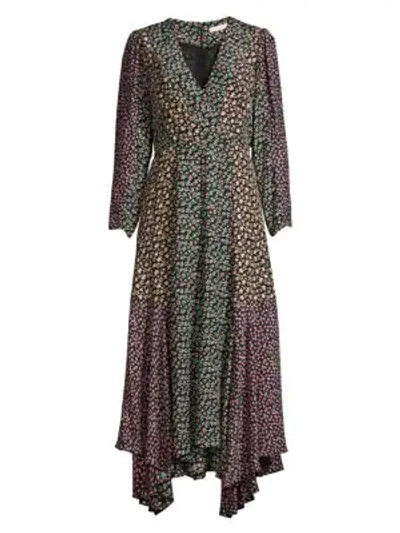 Shop Rebecca Taylor Women's Louisa Silk Handkerchief Wrap Dress In Macachite